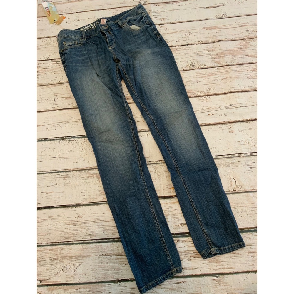 Mossimo Supply Co Womens Skinny Jeans Size 13L Medium Wash Low Rise Stretch Blue